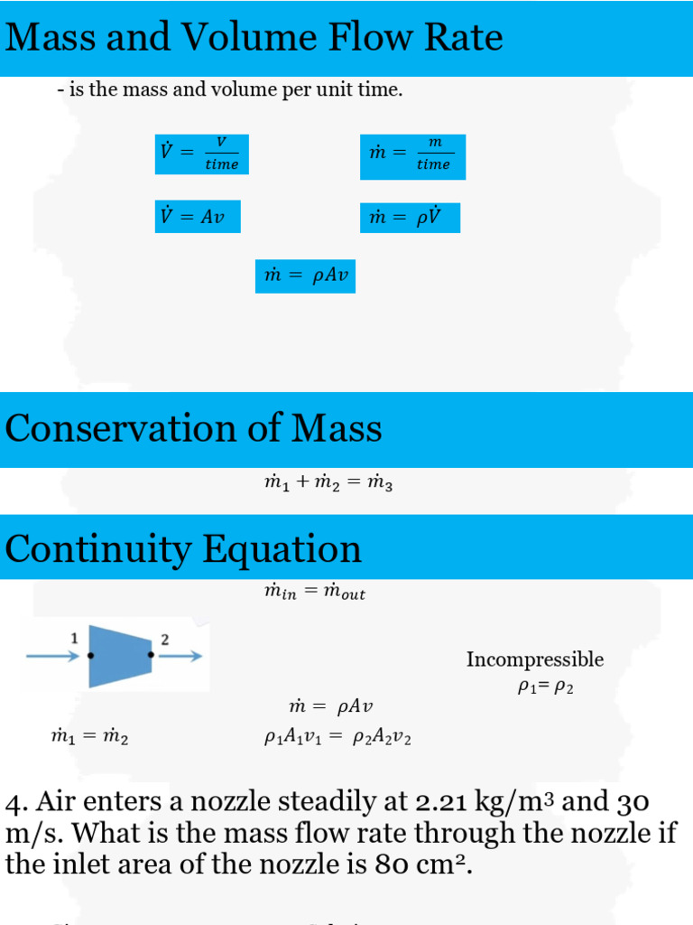 Mass and Volume Flow Rate Explained | PDF | Pressure | Pressure Measurement