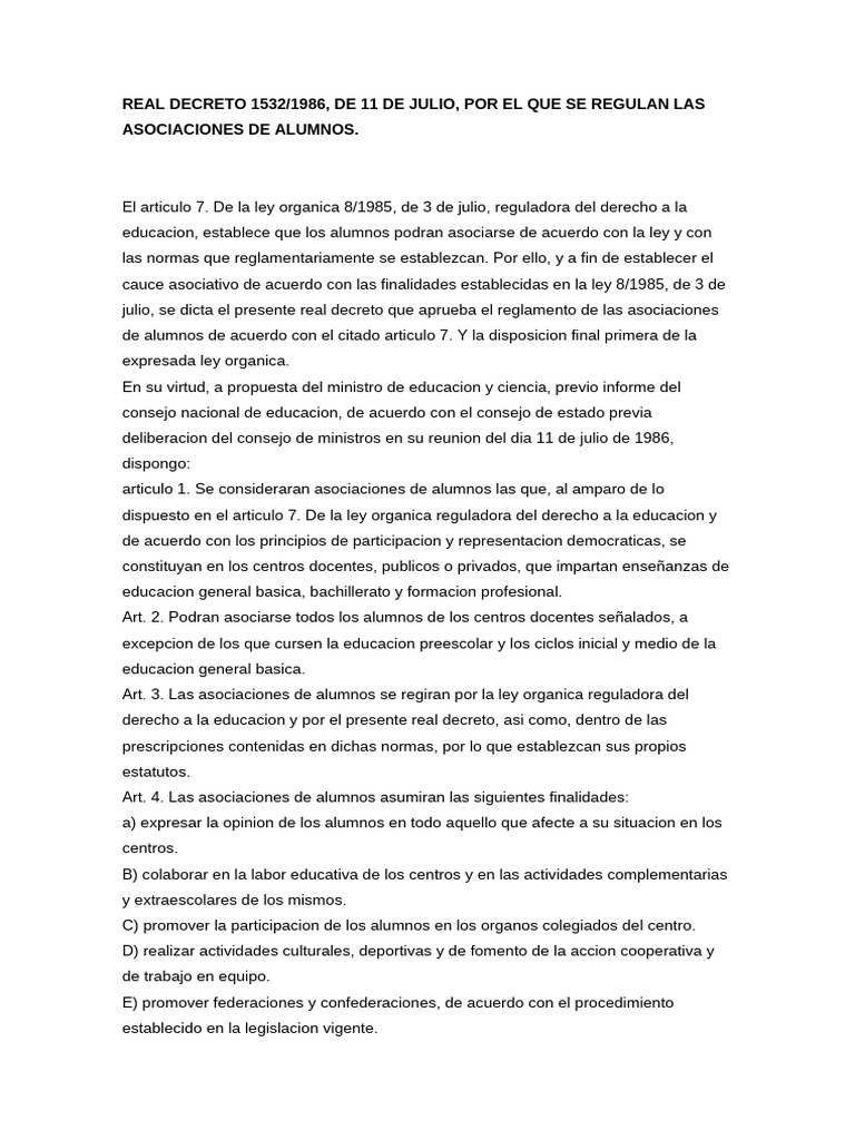 Real Decreto 1532-1986 de 11 de Julio Por El Que Se Regulan Las ...