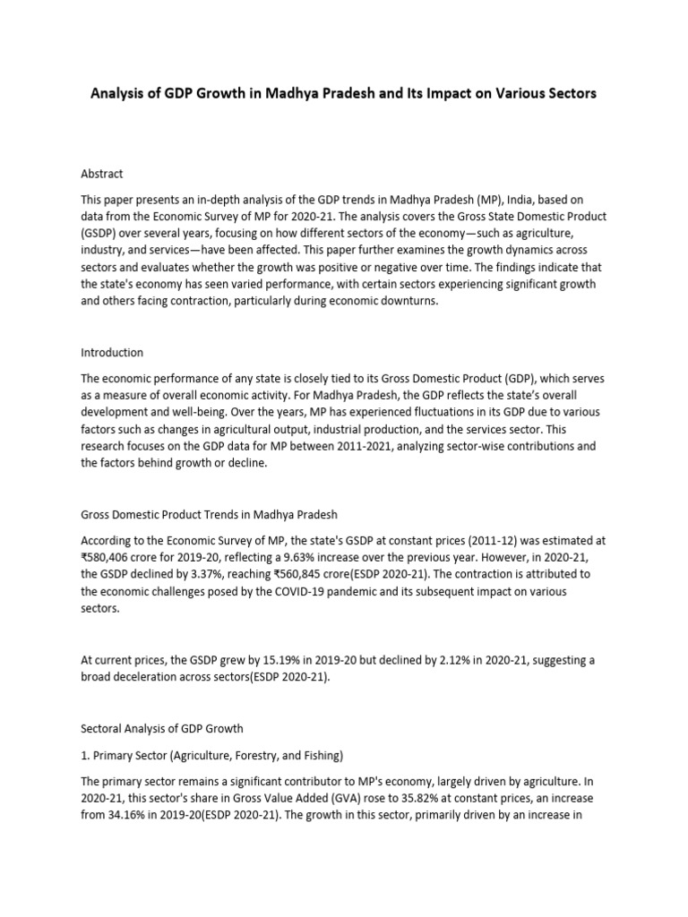 GDP Growth Analysis in Madhya Pradesh | PDF | Gross Domestic Product ...