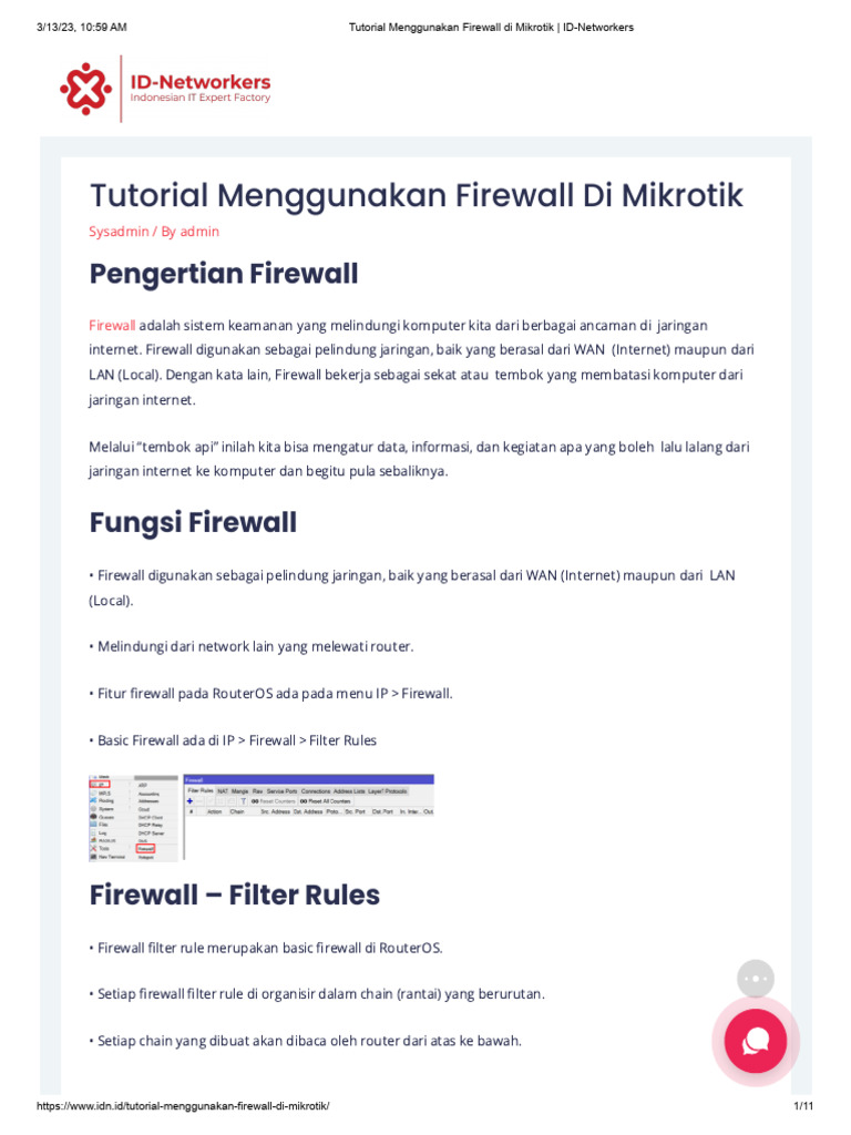 Panduan Firewall di Mikrotik | PDF