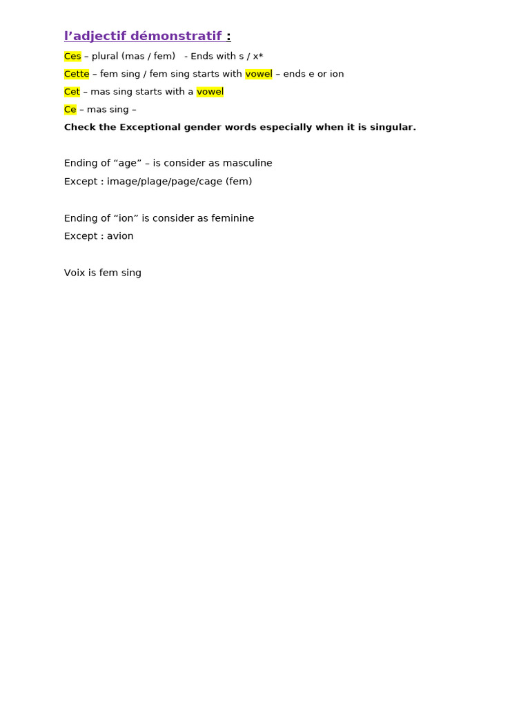 Adj Demonstratif Rules | PDF