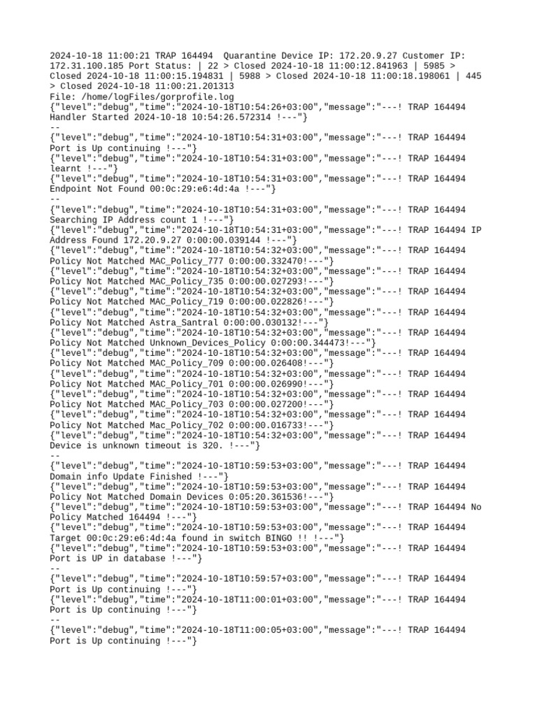 Quarantine Device Connection Logs | PDF | Computer Science | System ...
