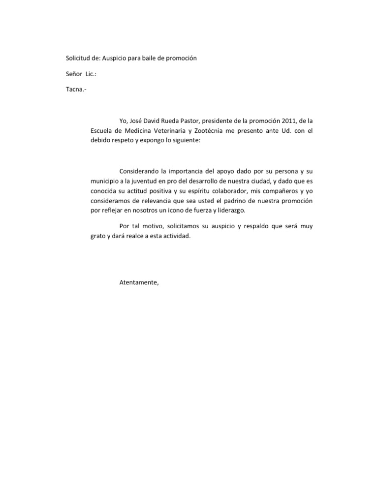 Solicitud de auspicio