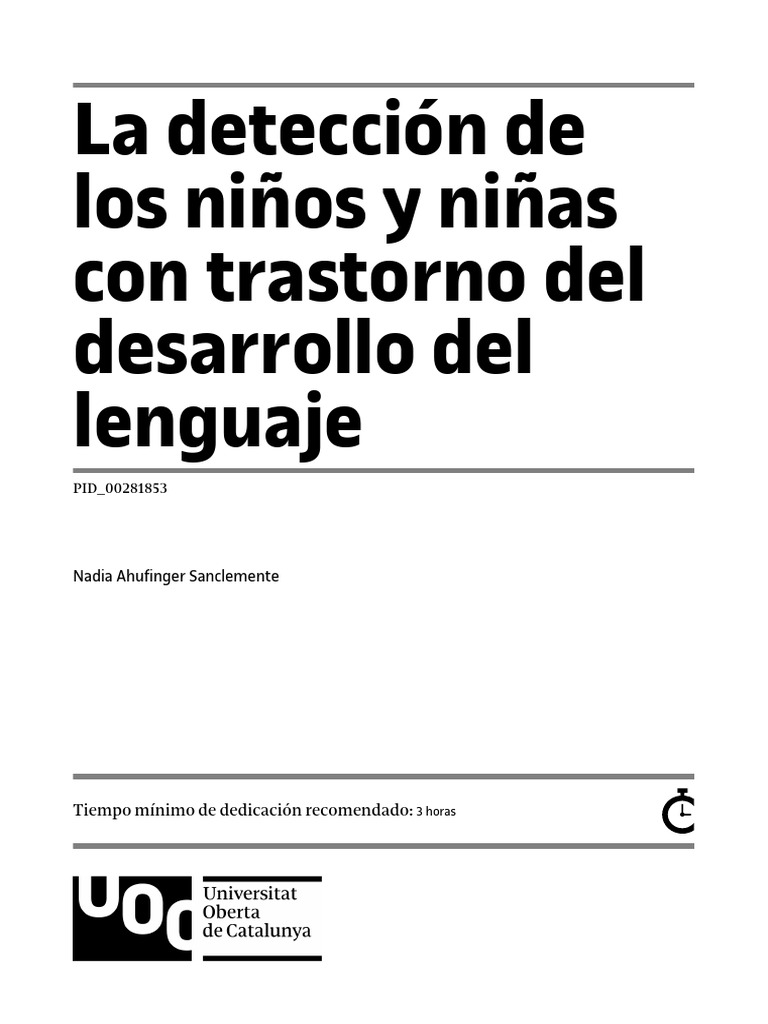 Detección temprana de TDL en niños | PDF | Parto prematuro | Trastorno ...