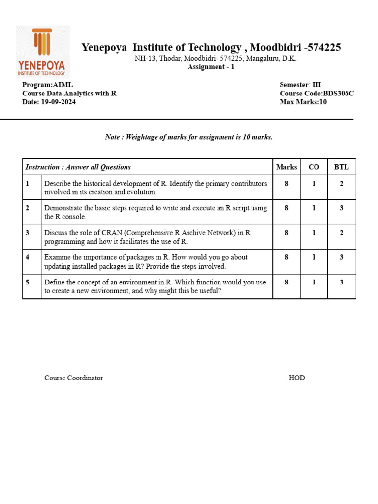 Data Analytics with R Assignment Guide | PDF
