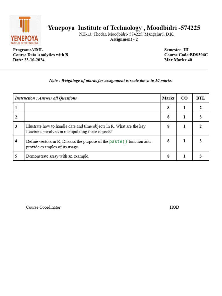 Data Analytics with R Assignment 2 | PDF