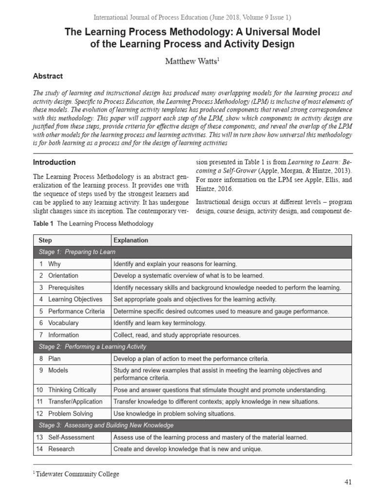 Learning Process Methodology Overview | PDF | Instructional Design ...