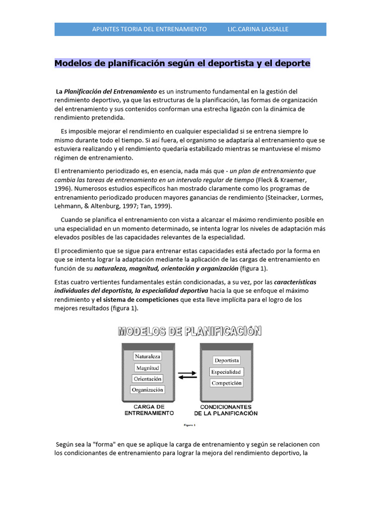 Modelos De Planificación Según El Deportista Y El Deporte Pdf