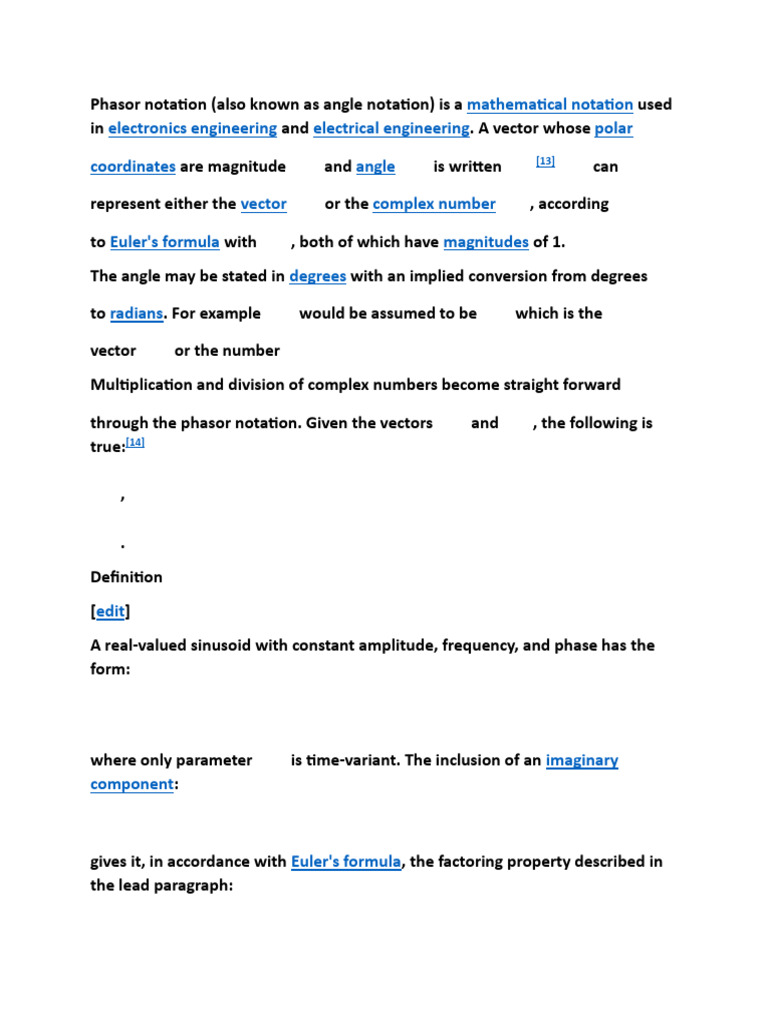NOTATION FASOR | PDF | Electrical Engineering | Mathematics