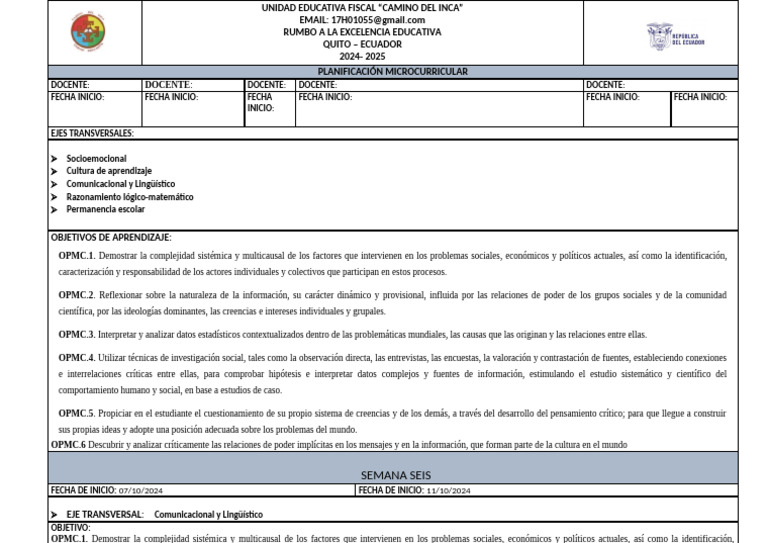 Planificación Educativa 2024-2025 | PDF | Aprendizaje | Caso de estudio