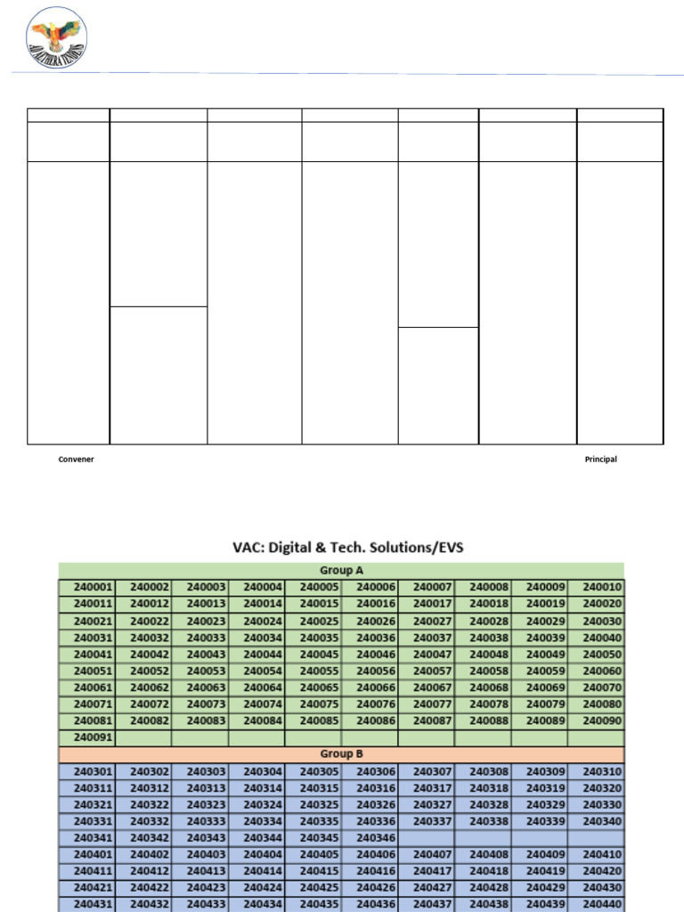 Revised Timetable 1st Sem With Vac Aec Grouping Pdf