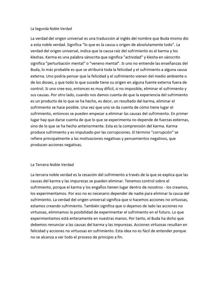Comprendiendo la Segunda Noble Verdad | PDF | Sufrimiento | Karma