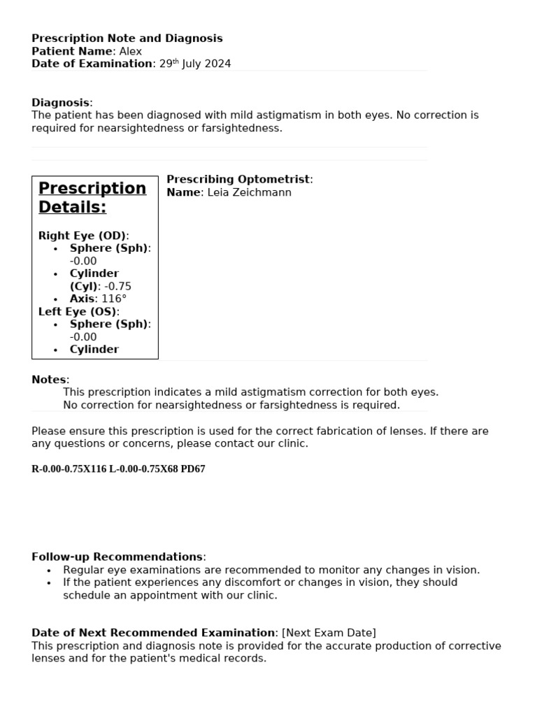 Prescription Note and Diagnosis | PDF