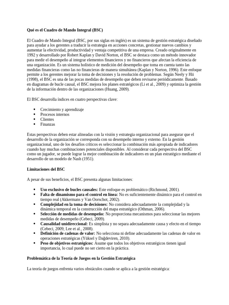 Qué Es El Cuadro de Mando Integral | PDF | Teoría de juego | Business