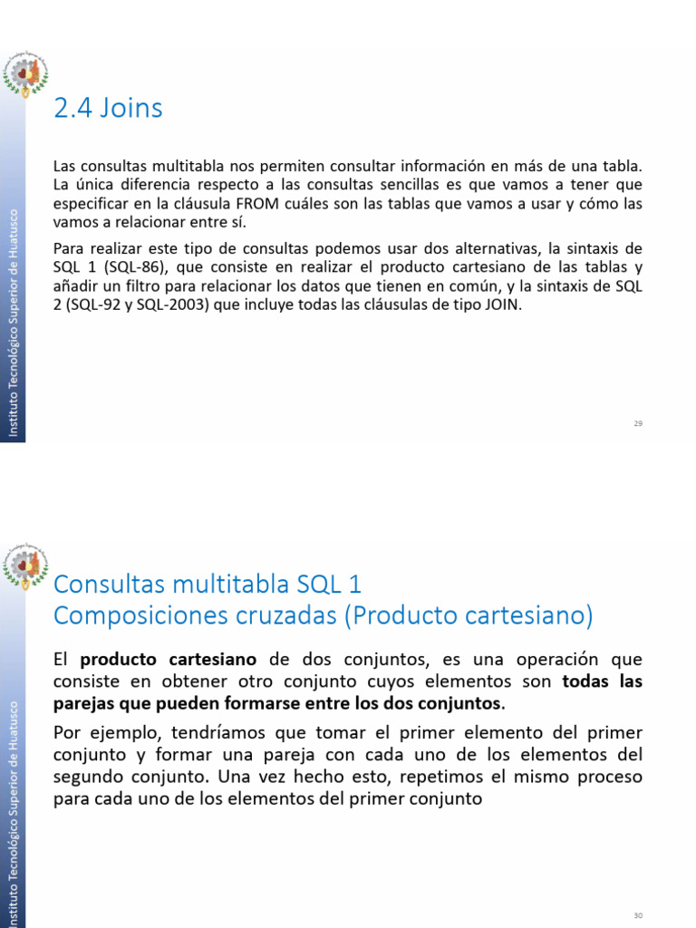 Consultas SQL: Joins y Composiciones | PDF | SQL | Software de gestión ...
