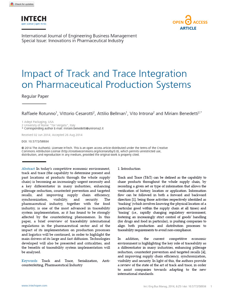 Track and Trace in Pharma Production Systems | PDF | Radio Frequency ...