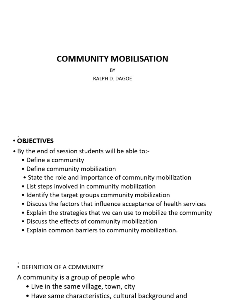 Lec 4. Community Mobilisation | PDF | Community | Hiv/Aids