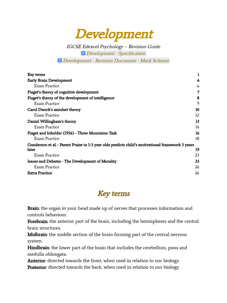 IGCSE Psychology: Development Revision Guide | PDF | Schema (Psychology ...