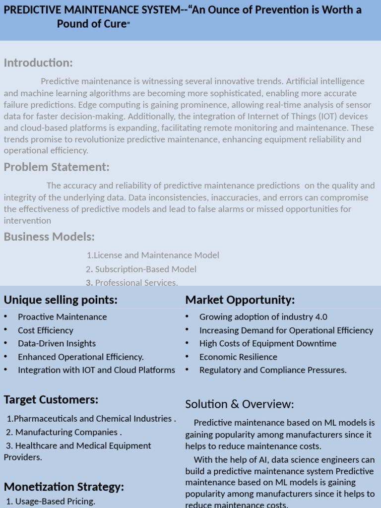 Predictive Maintenance System | PDF
