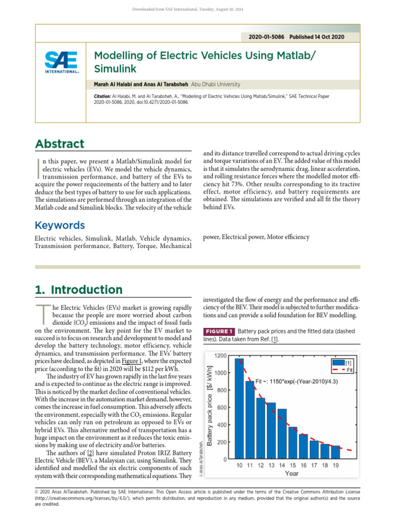Electric Vehicle Modeling in Matlab/Simulink | PDF | Power (Physics ...