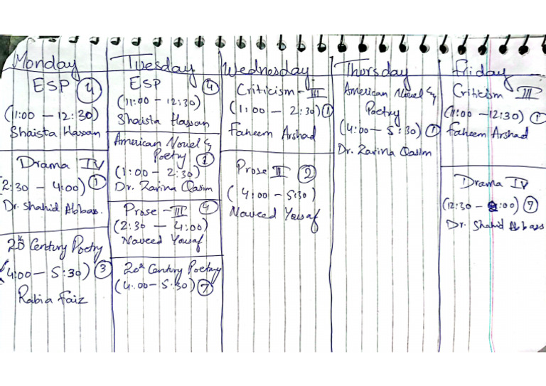 Updated Time Table... | PDF