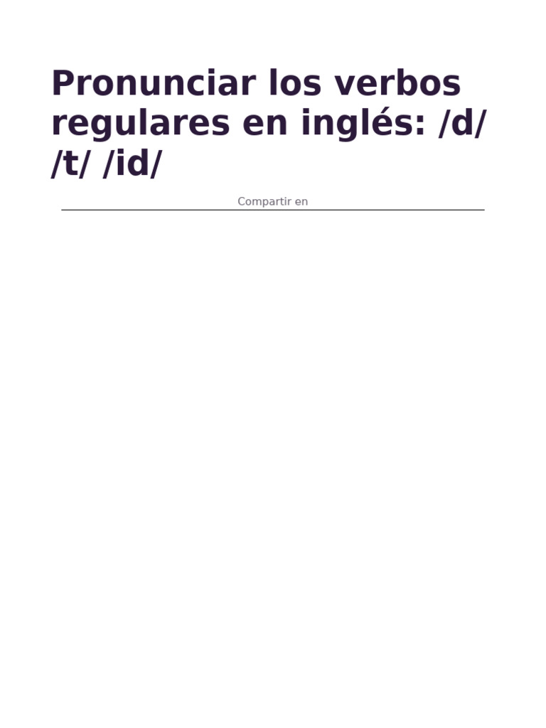 Pronunciación de verbos regulares en inglés | PDF