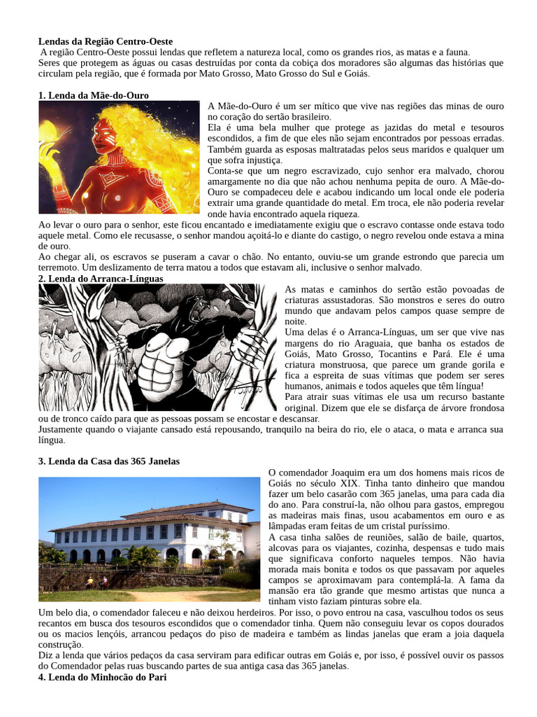 Lendas do Centro-Oeste Brasileiro | PDF | Rio | Escravidão