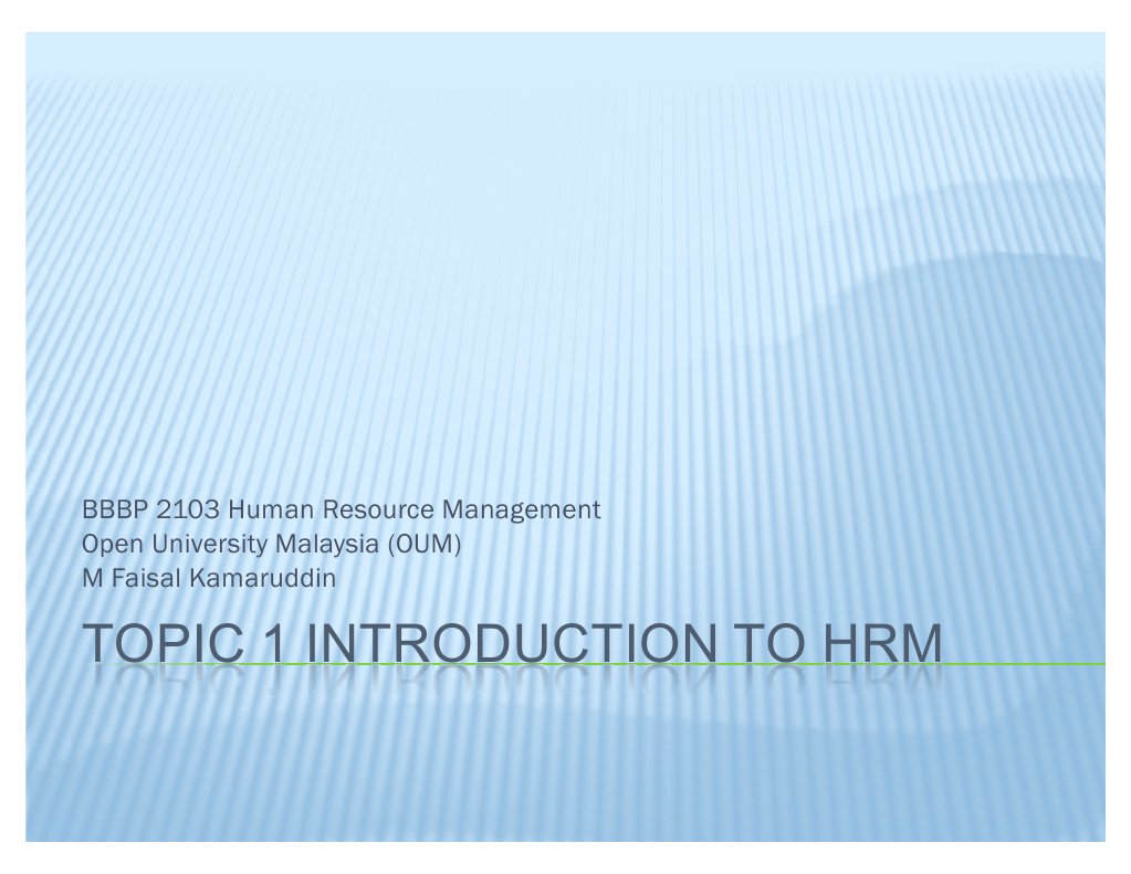 Topic 1 Introduction To HRM | PDF | Human Resource Management | Business