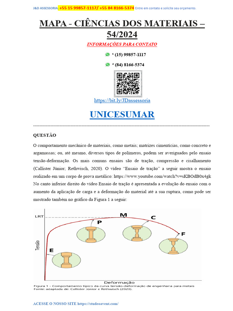 Ensaios de Tensão-Deformação em Materiais | PDF | Resistência dos ...
