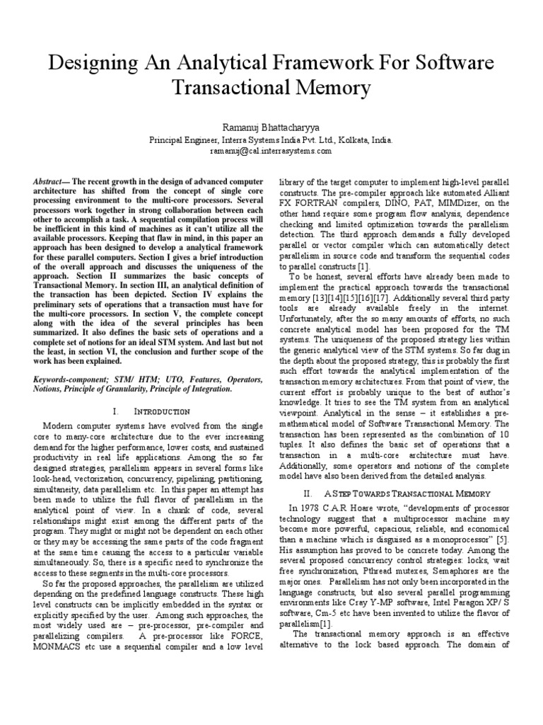 Designing An Analytical Framework For Software Transactional Memory ...