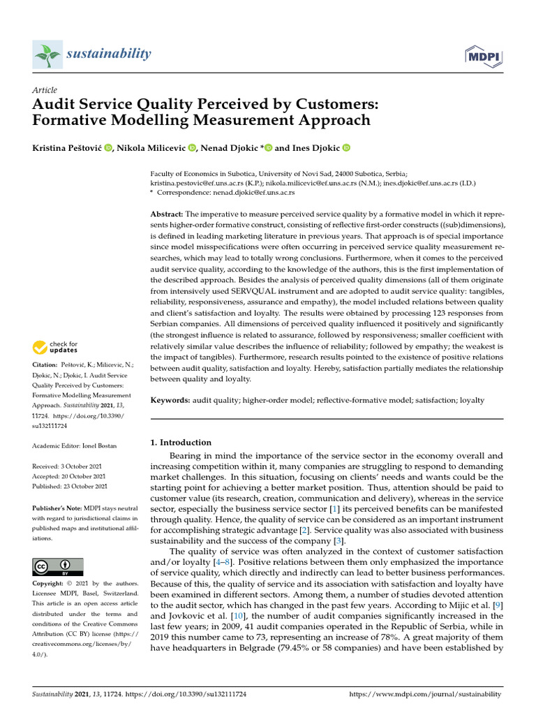 Audit Service Quality Perceived by Customers Forma | PDF | Audit | Business