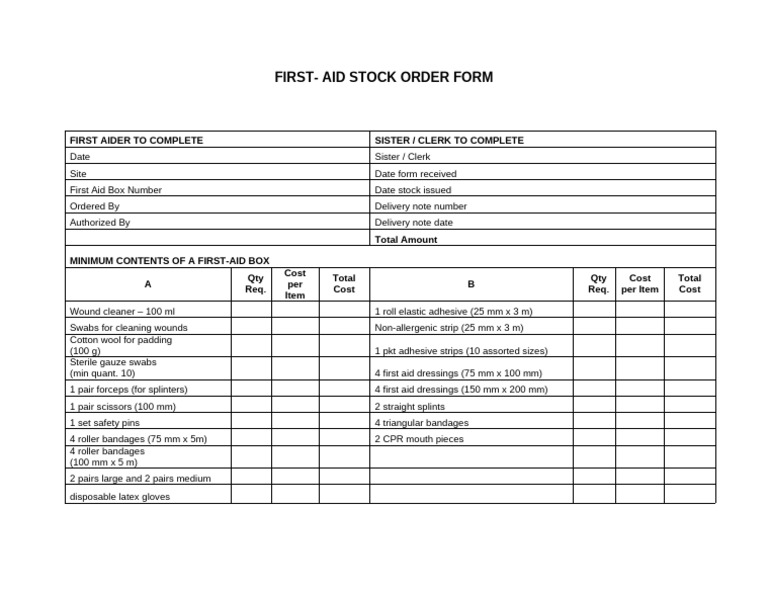 FIRSTAid Order Form | PDF