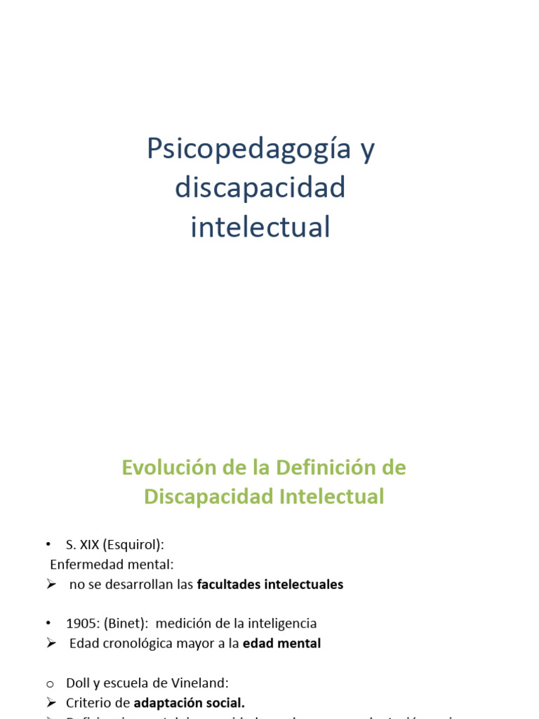 Evolución de la Discapacidad Intelectual | PDF | Discapacidad ...