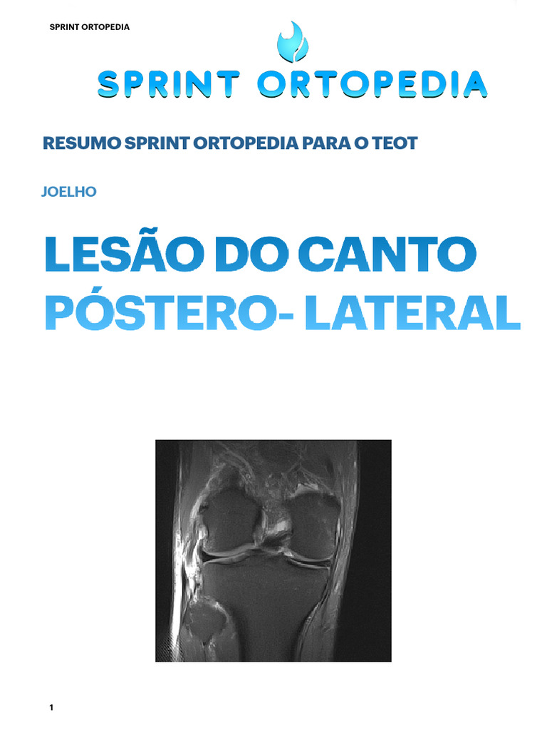 Lesões do Canto Póstero-Lateral do Joelho | PDF | Joelho | Sistema ...