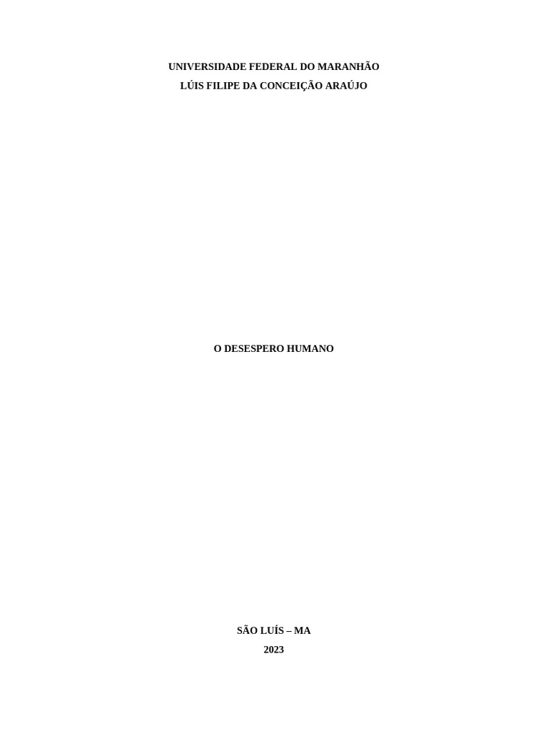 Artigo o Desespero Humano | PDF
