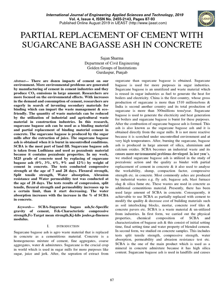 Partial Replacement of Cement With Sugar | PDF | Concrete | Cement