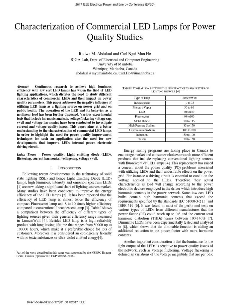 LED Lamps and Power Quality Issues | PDF | Light Emitting Diode ...