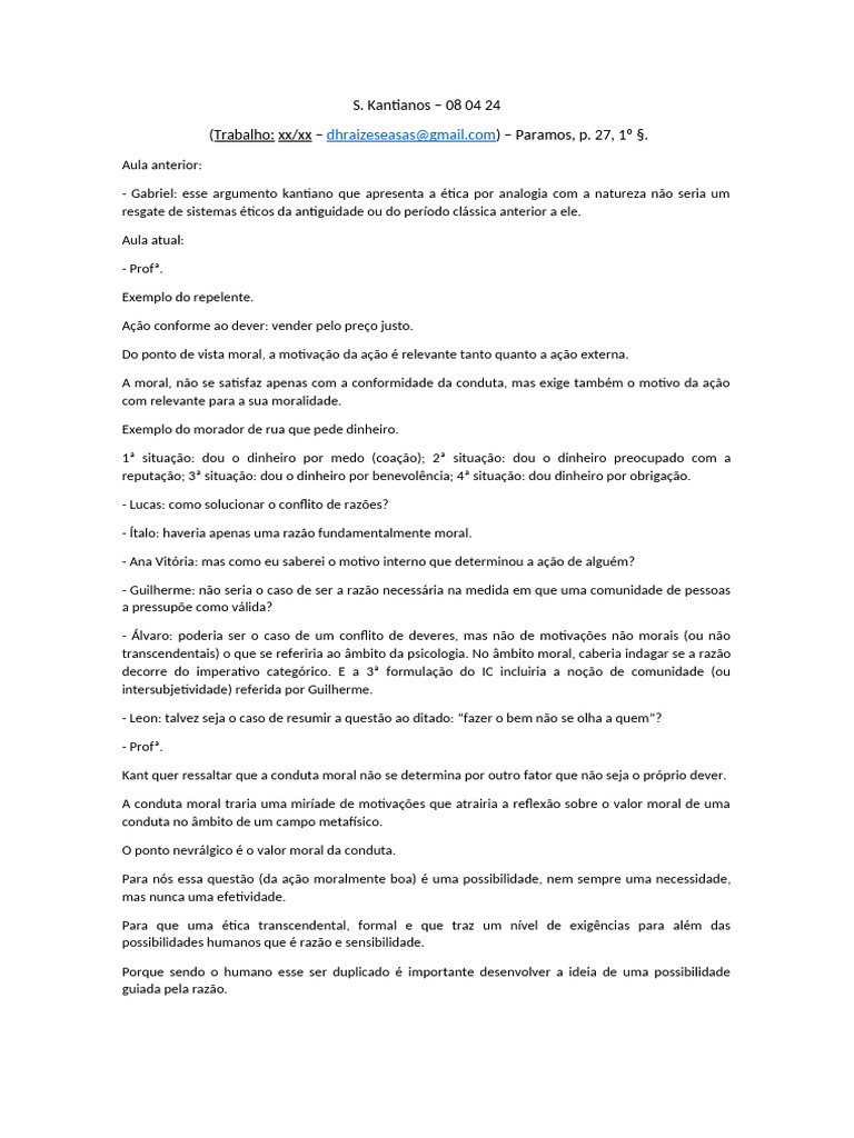 S. Kantianos - 08 04 2024 | PDF | Moralidade | Immanuel Kant