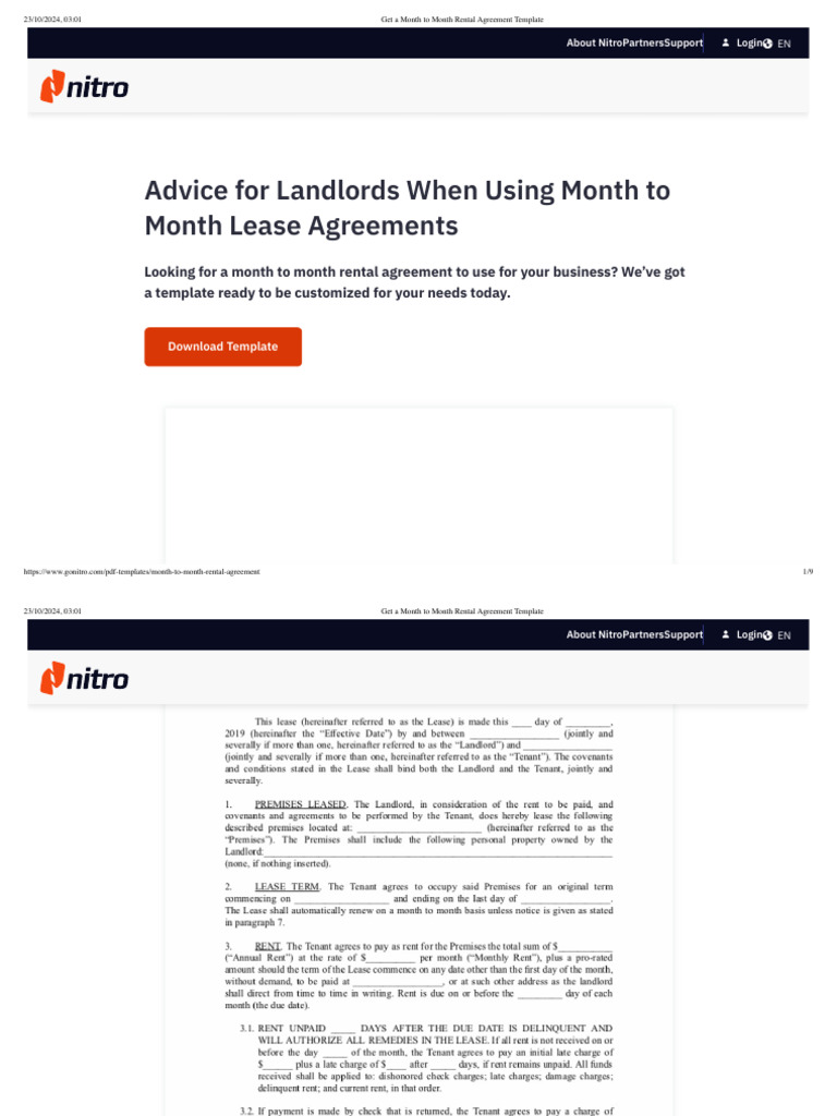Get A Month To Month Rental Agreement Template | PDF | Lease | Renting