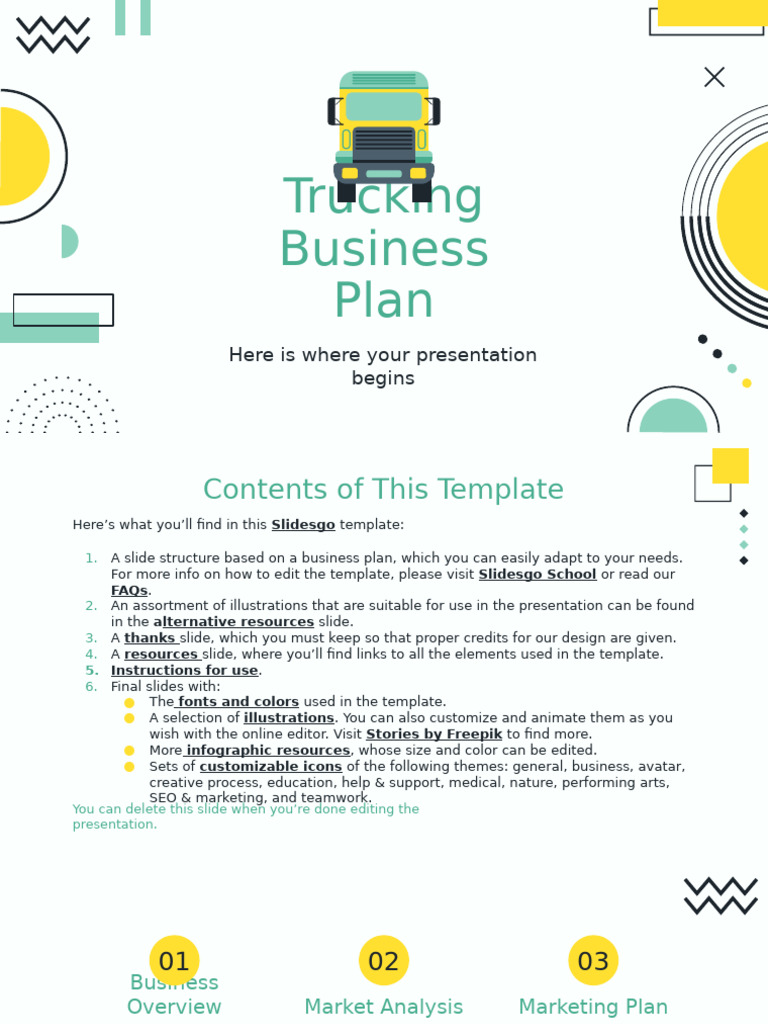Trucking Business Plan by Slidesgo | PDF | Planets | Planets In Astrology