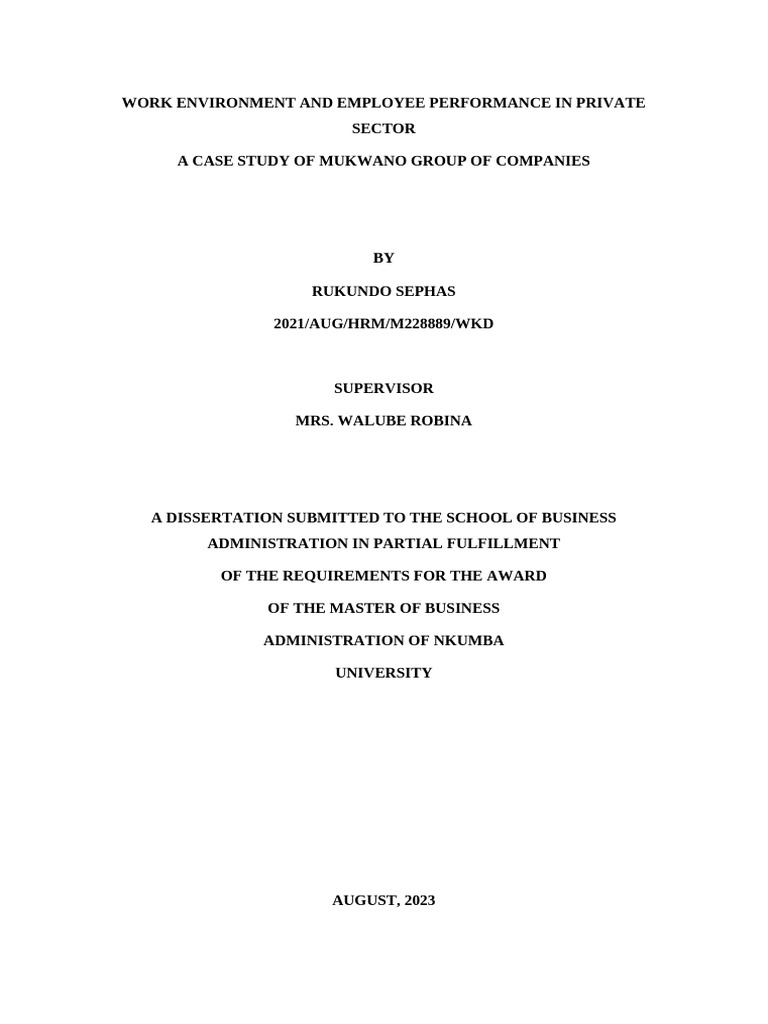 Work Environment Impact on Performance | PDF | Employment | Labour Law