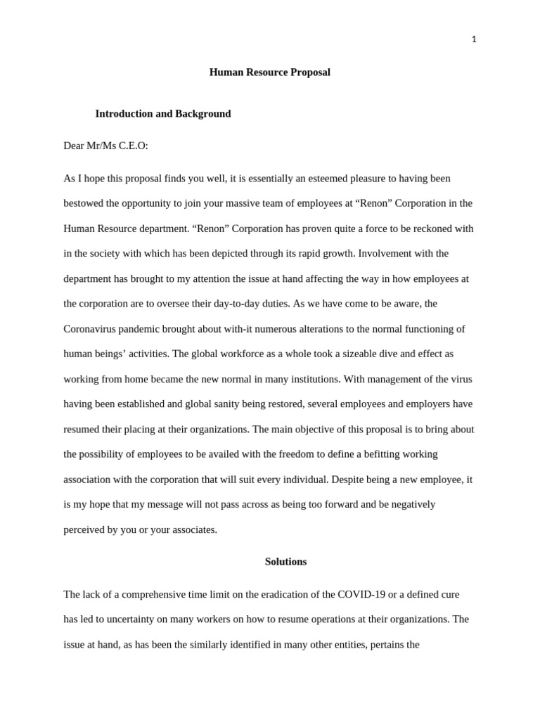 Human Resource Proposal for Flexible Work | PDF | Employment | Human ...