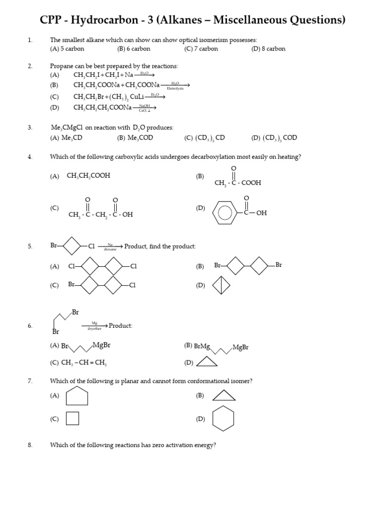 HC 3 Alkanes | PDF | Alkane | Ether
