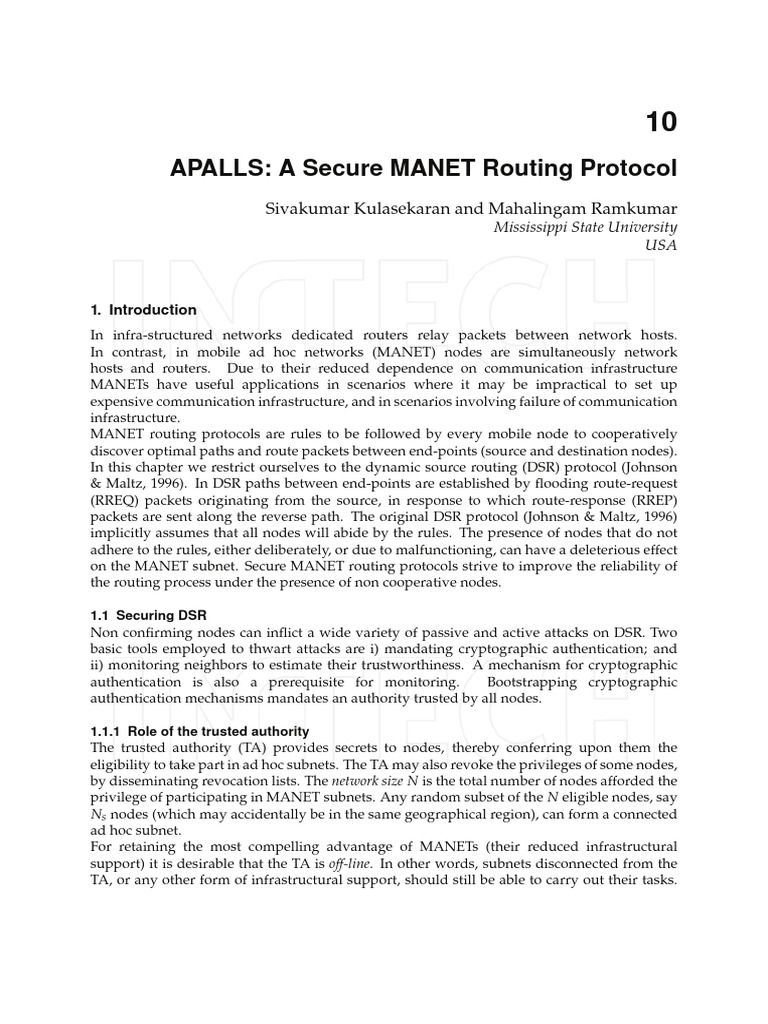 APALLS A Secure MANET Routing Protocol | PDF | Wireless Ad Hoc Network ...
