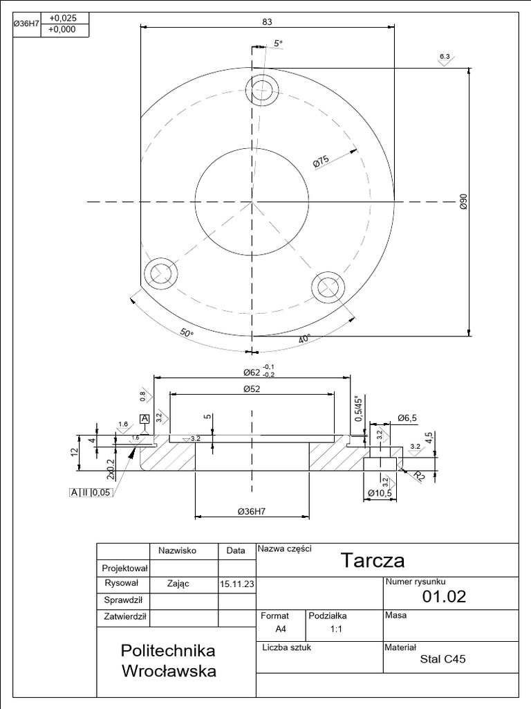 Rysunek Cad Tarcza | PDF