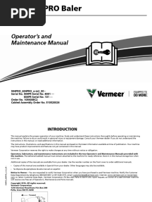 Vermeer 504 604 PRO Baler Operator and Mantenance Manual