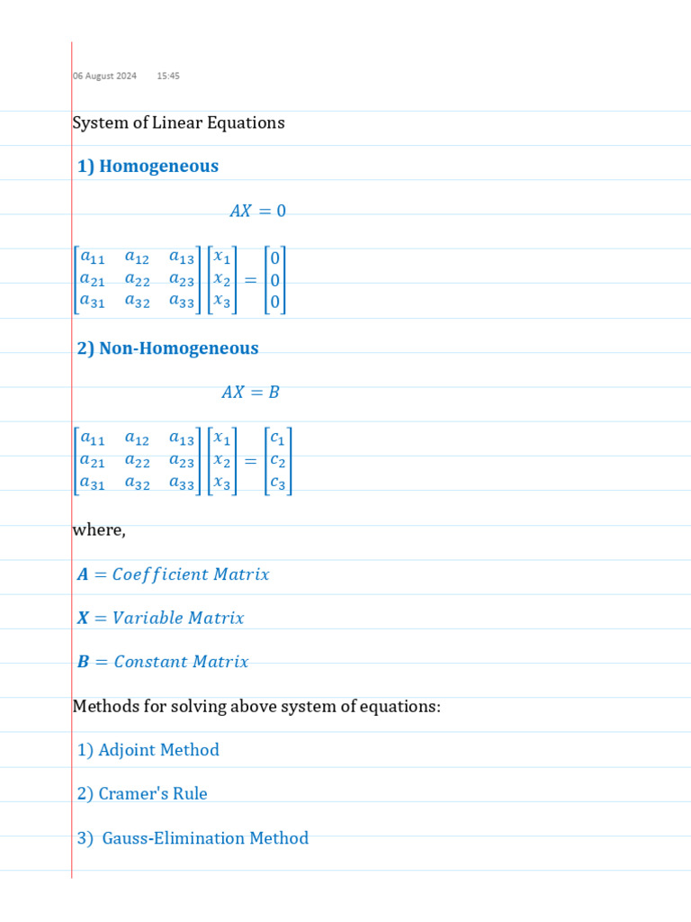 Solving Linear Equations Methods | PDF