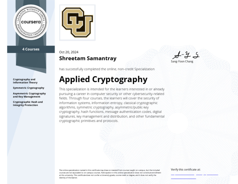 Applied Cryptography Specialization | PDF