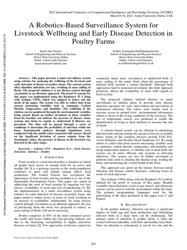 Robotics for Poultry Disease Detection | PDF | Ammonia | Poultry Farming