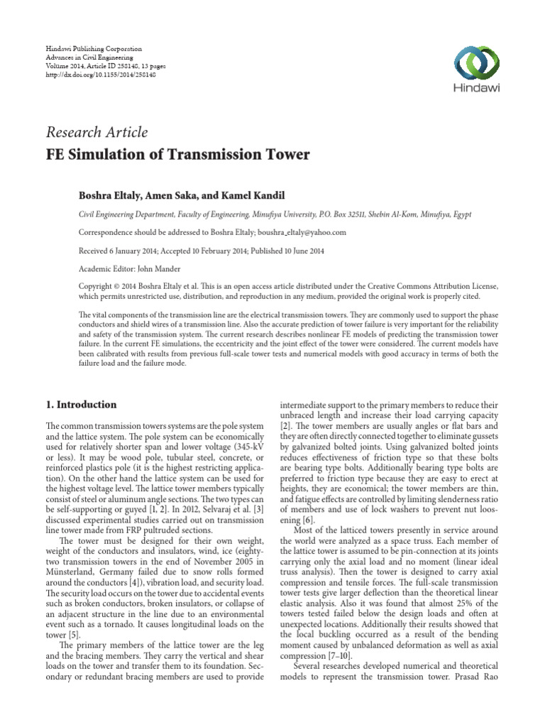 FE Simulation of Transmission Tower | PDF | Yield (Engineering ...